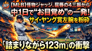 【MLB】怪物ジャッジ、屈辱の4三振から中1日で“お目覚め”の一発！サイ・ヤング賞左腕を粉砕した「詰まりながら123m」の衝撃