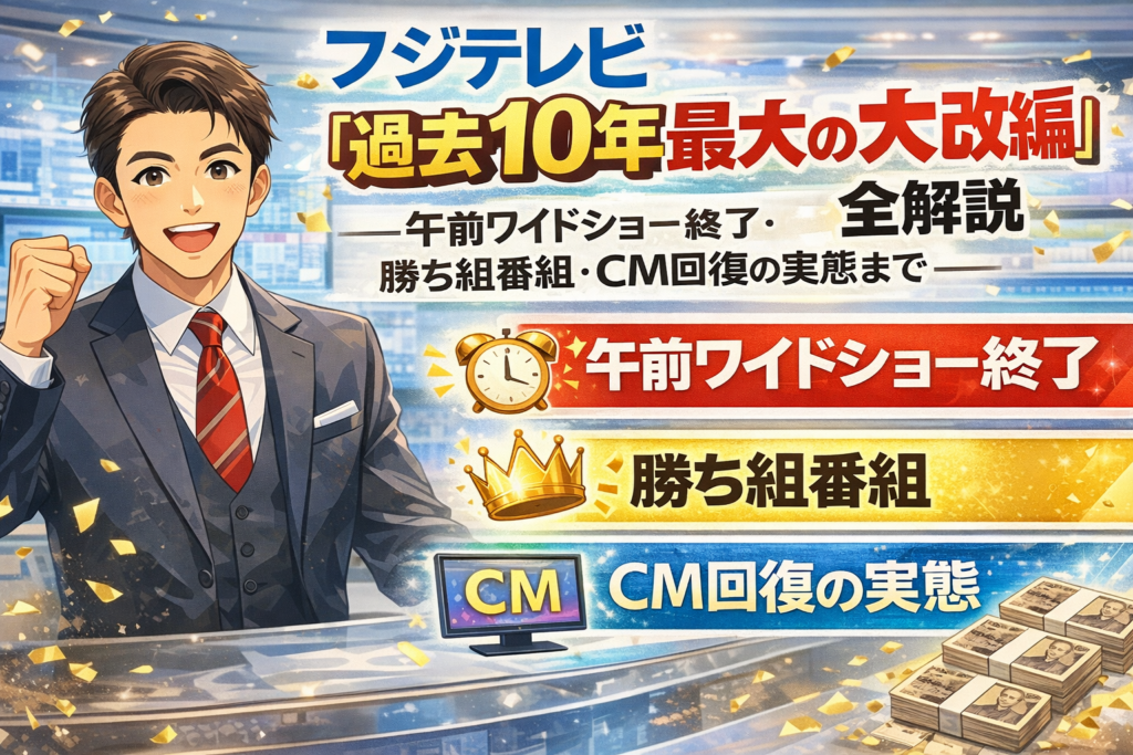 フジテレビ「過去10年最大の大改編」全解説——午前ワイドショー終了・勝ち組番組・CM回復の実態まで【2026年4月】