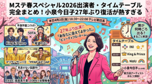 Mステ春スペシャル2026出演者・タイムテーブル完全まとめ！小泉今日子27年ぶり復活が熱すぎる