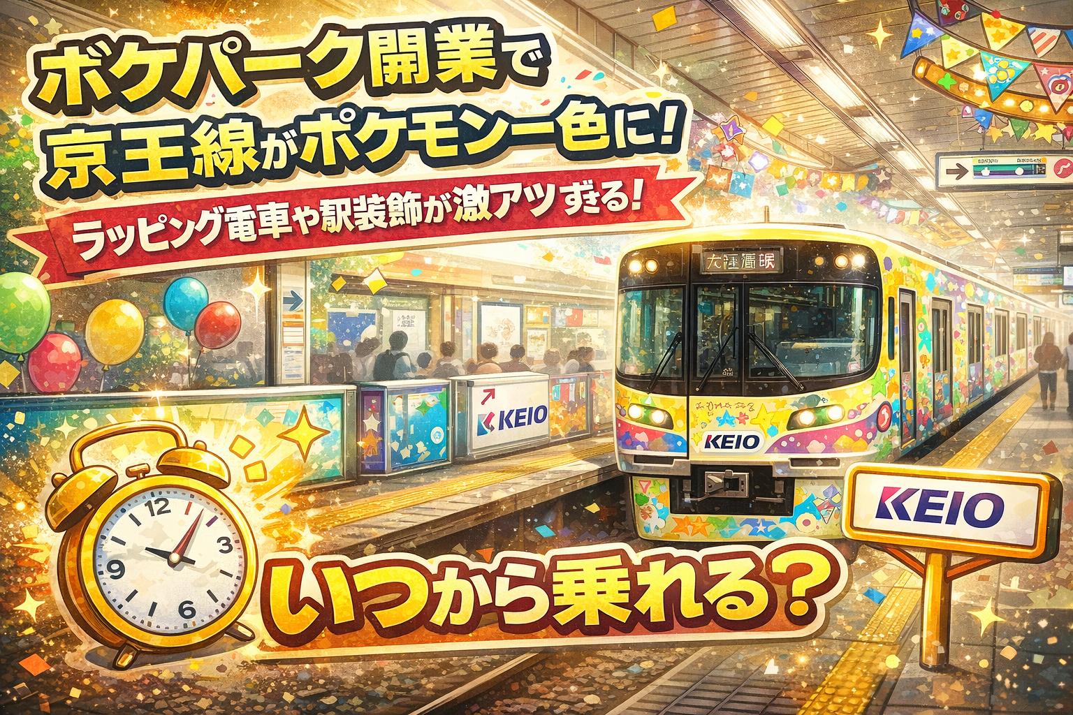 ポケパーク開業で京王線がポケモン一色に！ラッピング電車や駅装飾が激アツすぎる！いつから乗れる？