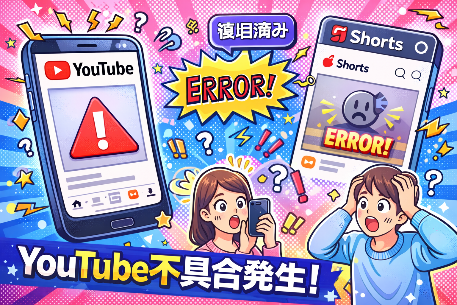 YouTubeで発生したホーム画面・ショート不具合の詳細と復旧情報を解説。影響範囲や発生時間、現在の状況を分かりやすくまとめています。