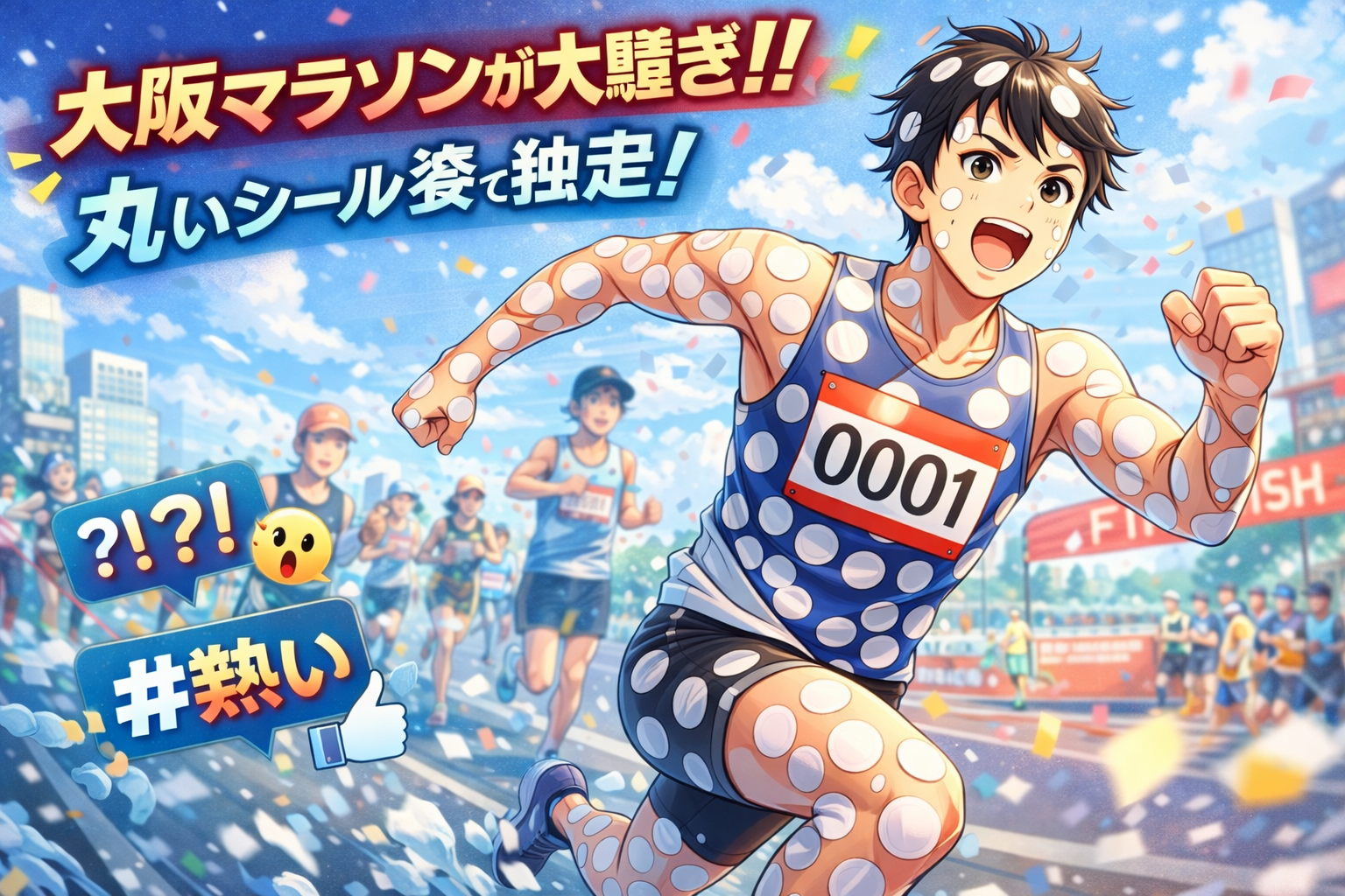 大阪マラソン吉田響の丸いテープが話題！独走→終盤失速の真相は？
