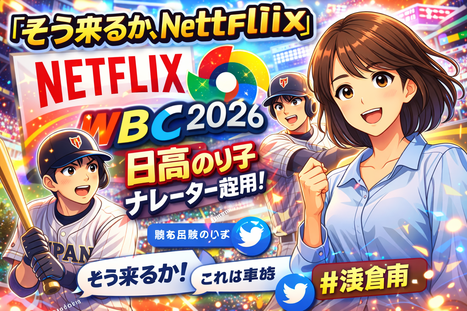 【粋すぎィ！！】NetflixのWBC演出が話題！日髙のり子ナレーションにSNS「そう来るか」