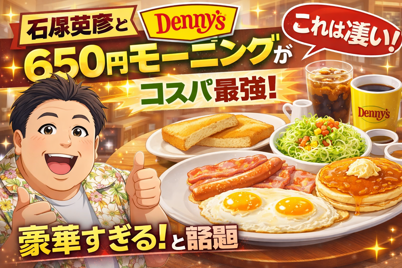 石塚英彦 デニーズ650円モーニングが神コスパ！内容が豪華すぎると話題