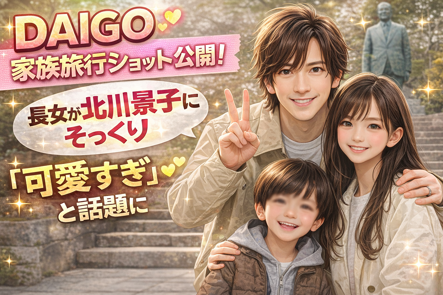 【ほっこり】DAIGO 島根で家族旅行ショット公開！娘が北川景子にそっくりと話題に
