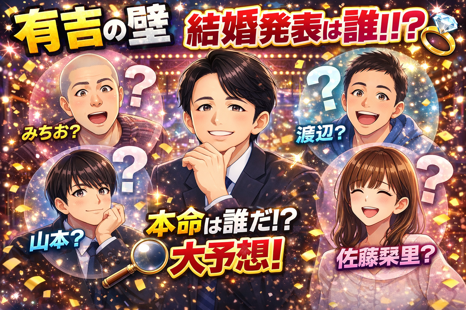 【大予想！本命は？】有吉の壁 結婚発表は誰？みちお有力も渡辺や佐藤栞里の可能性も浮上？