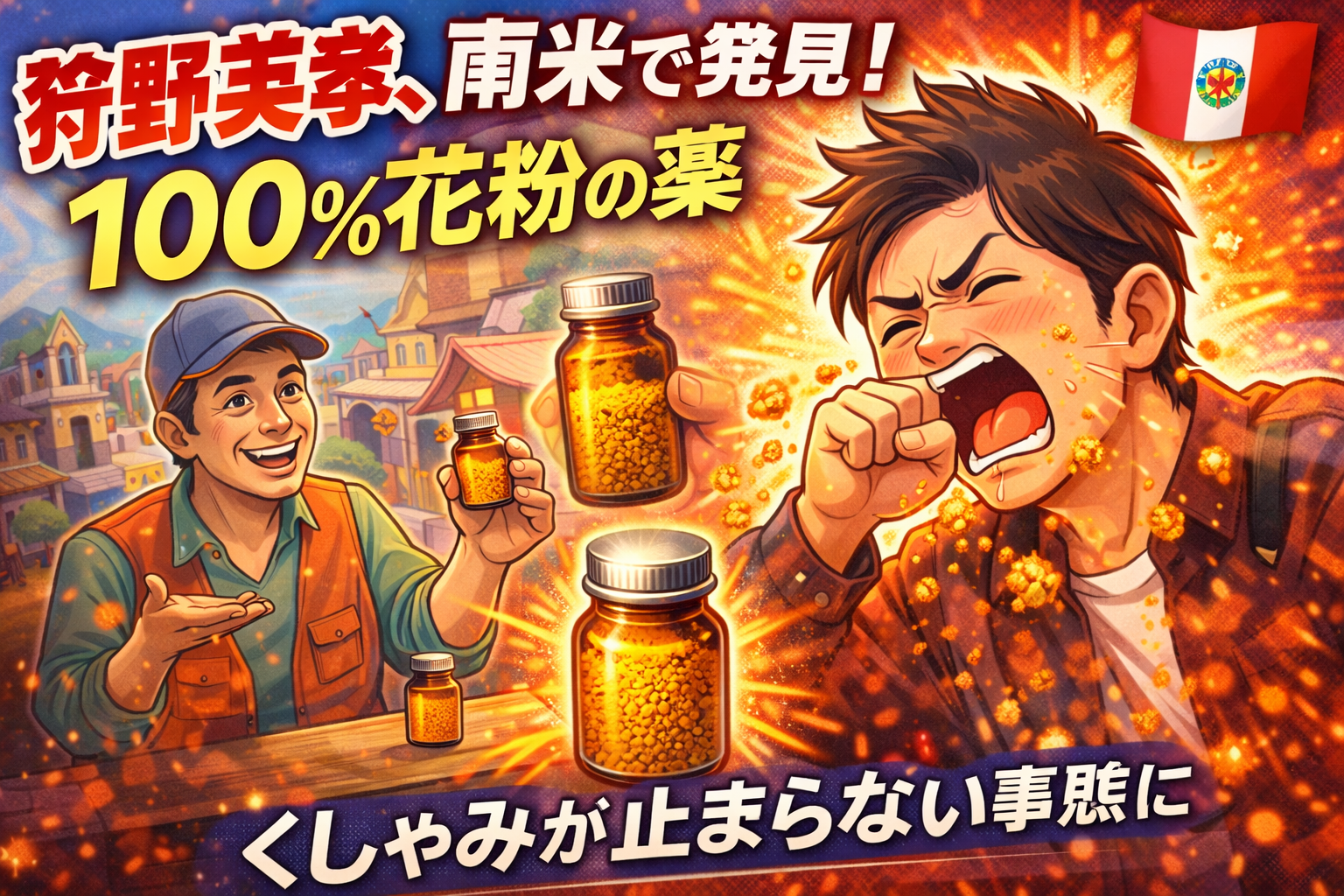 【爆笑】狩野英孝、南米で見つけた花粉症対策がまさかの結果に　「100％花粉」の薬でくしゃみ止まらず
