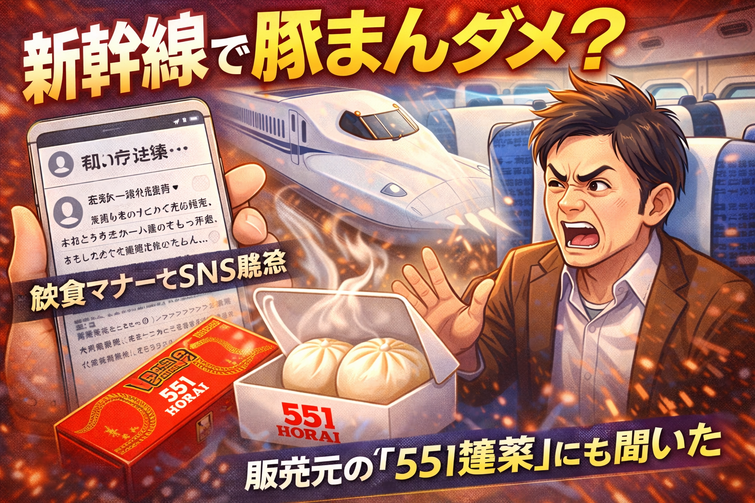 【賛否】オードリー春日も経験？新幹線で「551豚まん」はNG？匂いめぐりSNSで論争　販売元の見解は