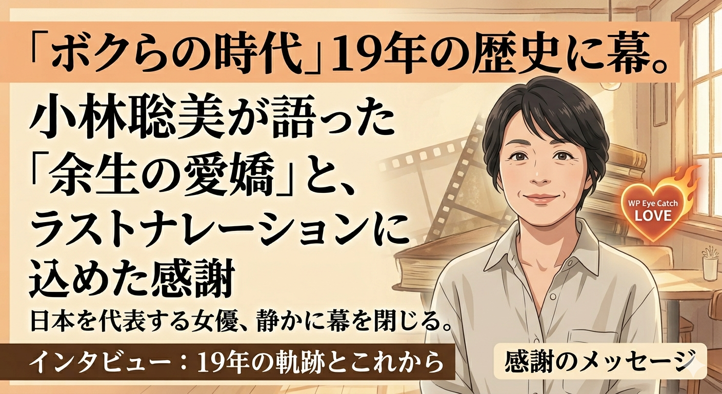 『ボクらの時代』19年の歴史に幕。小林聡美が語った「余生の愛嬌」と、ラストナレーションに込めた感謝