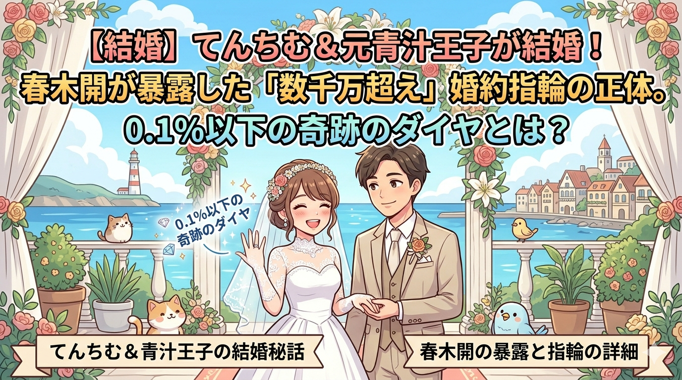 てんちむ＆元青汁王子が結婚！春木開が暴露した「数千万超え」婚約指輪の正体。0.1％以下の奇跡のダイヤとは？