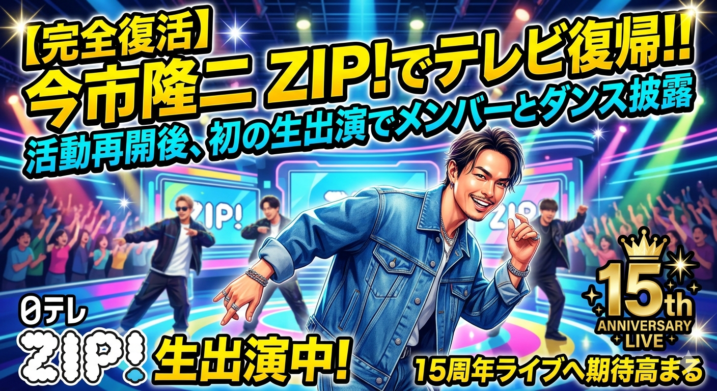 今市隆二が『ZIP!』でテレビ復帰！活動再開後、初の生出演でメンバーとダンス披露。15周年ライブへの期待高まる
