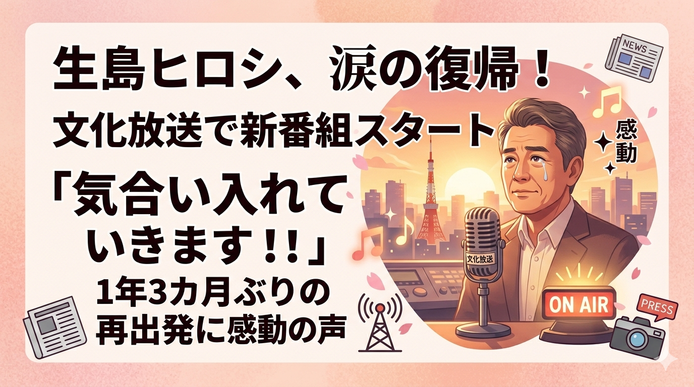生島ヒロシ、涙の復帰！文化放送で新番組スタート「気合い入れていきます！」1年3カ月ぶりの再出発に感動の声