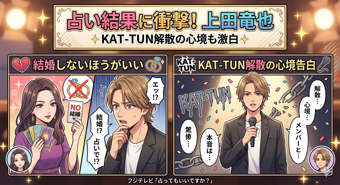 上田竜也が占いで「結婚しないほうがいい」宣告！KAT-TUN解散の心境告白も——フジテレビ「占ってもいいですか？」