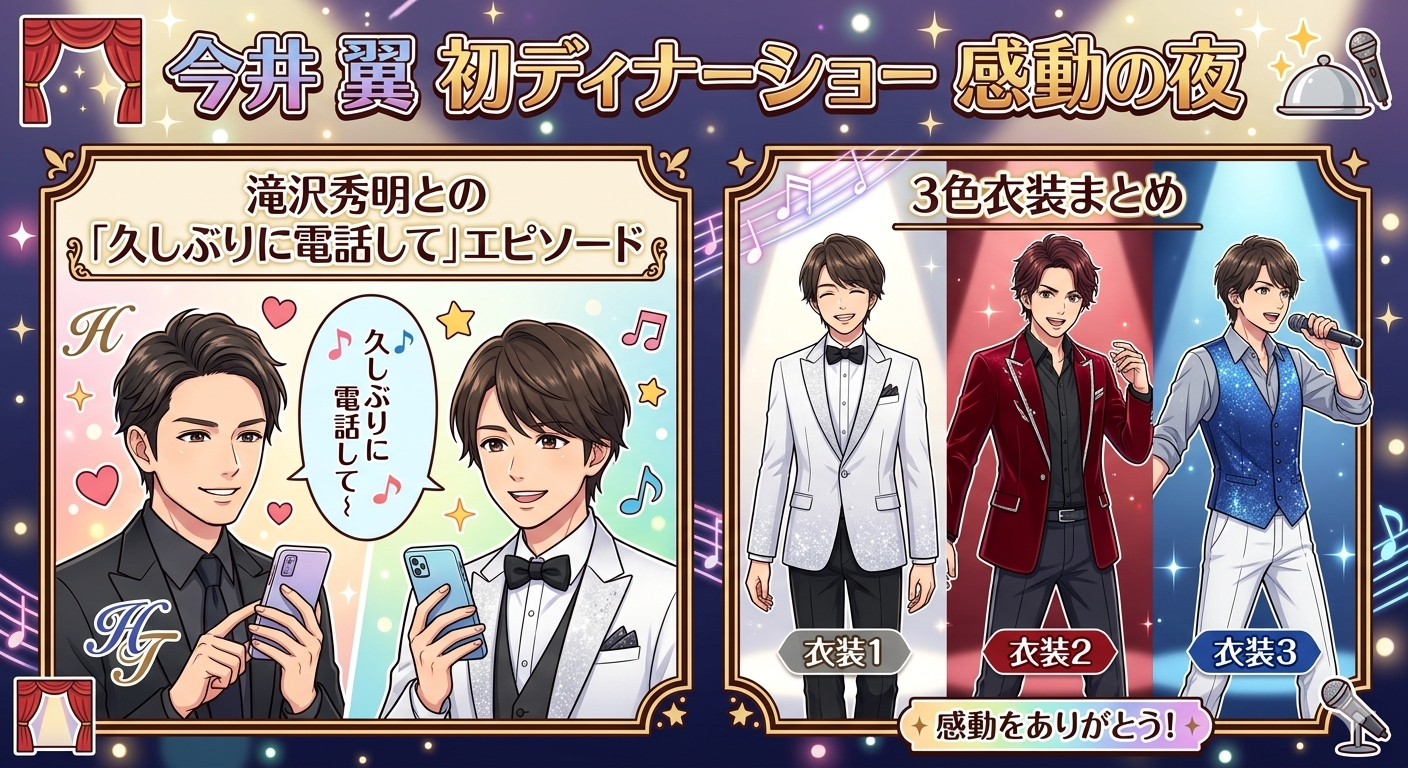 今井翼が初のディナーショーで感動の夜｜滝沢秀明との「久しぶりに電話して」エピソード＆3色衣装まとめ
