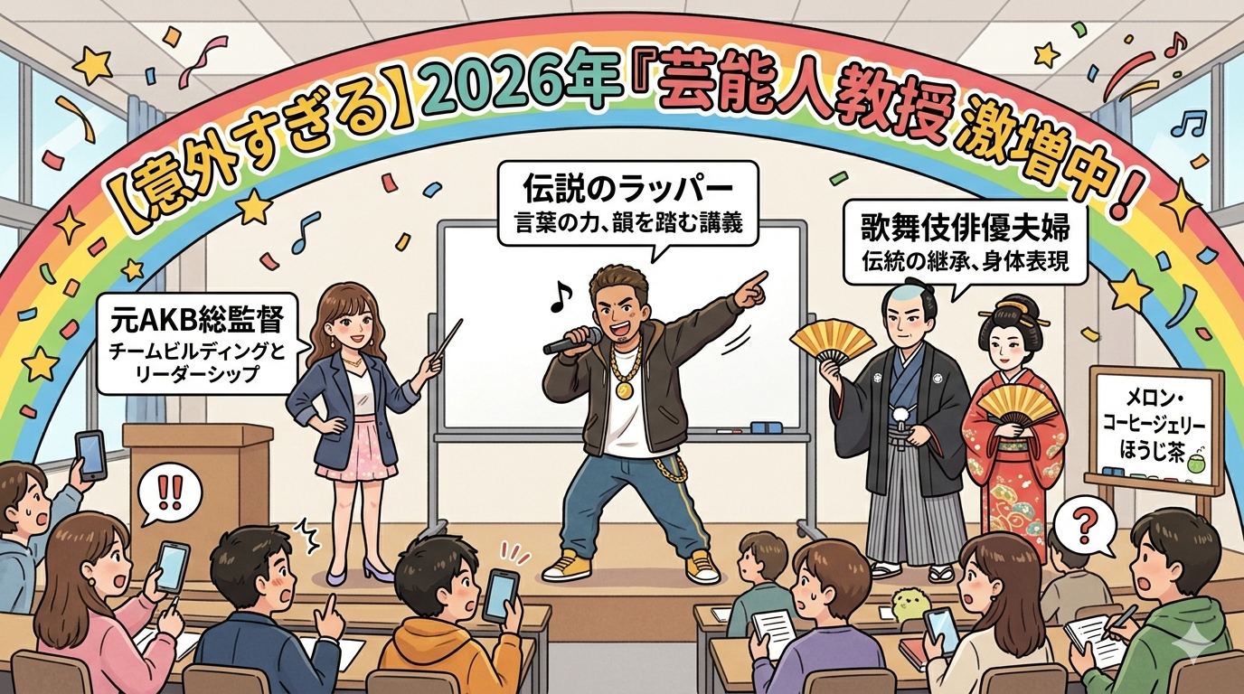 【意外すぎる】2026年「教壇に立つ有名人」まとめ！元AKB総監督・伝説のラッパー・歌舞伎俳優夫婦まで"芸能人教授"が激増中